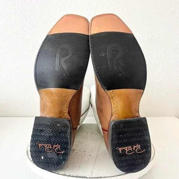 Rod Patrick Womens Knee High Cowboy Boots 11AA Brown White Cowgirl Western Tall - Picture 12 of 14